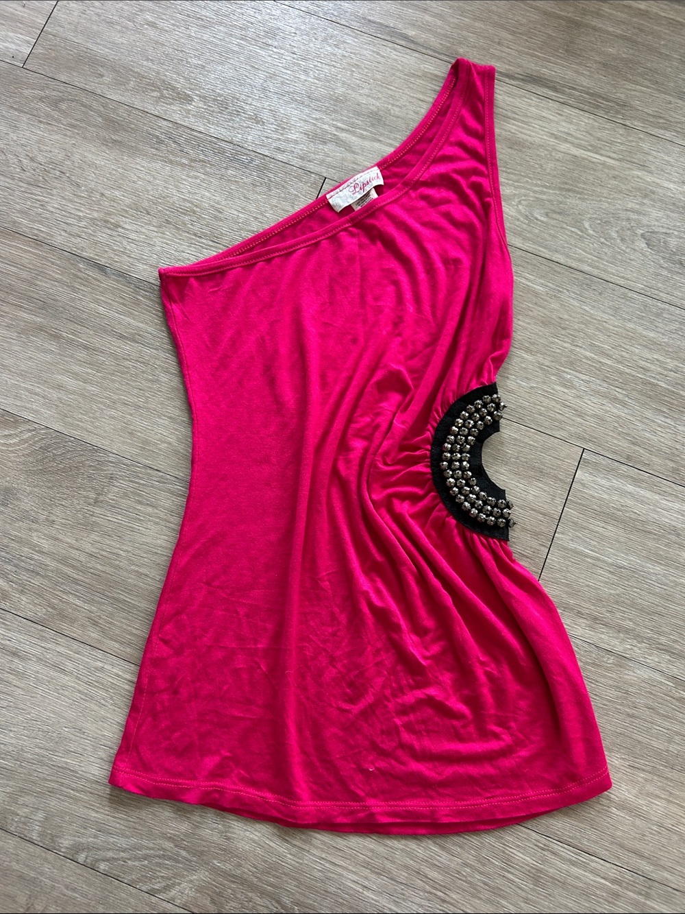 Y2K vintage Hot Pink One-Shoulder asymmetrical Top